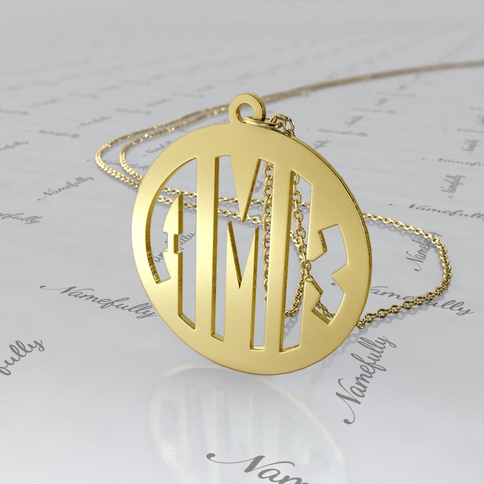 Monogram Necklace with Cutout Letters in 18k Yellow Gold Plated Silver -  AMK