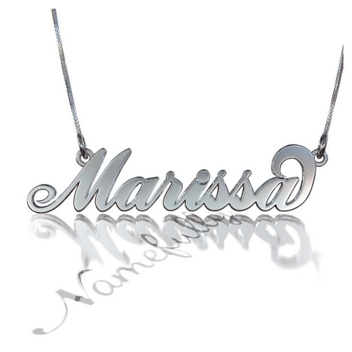 Sterling Silver 3D Carrie-Style Name Necklace 