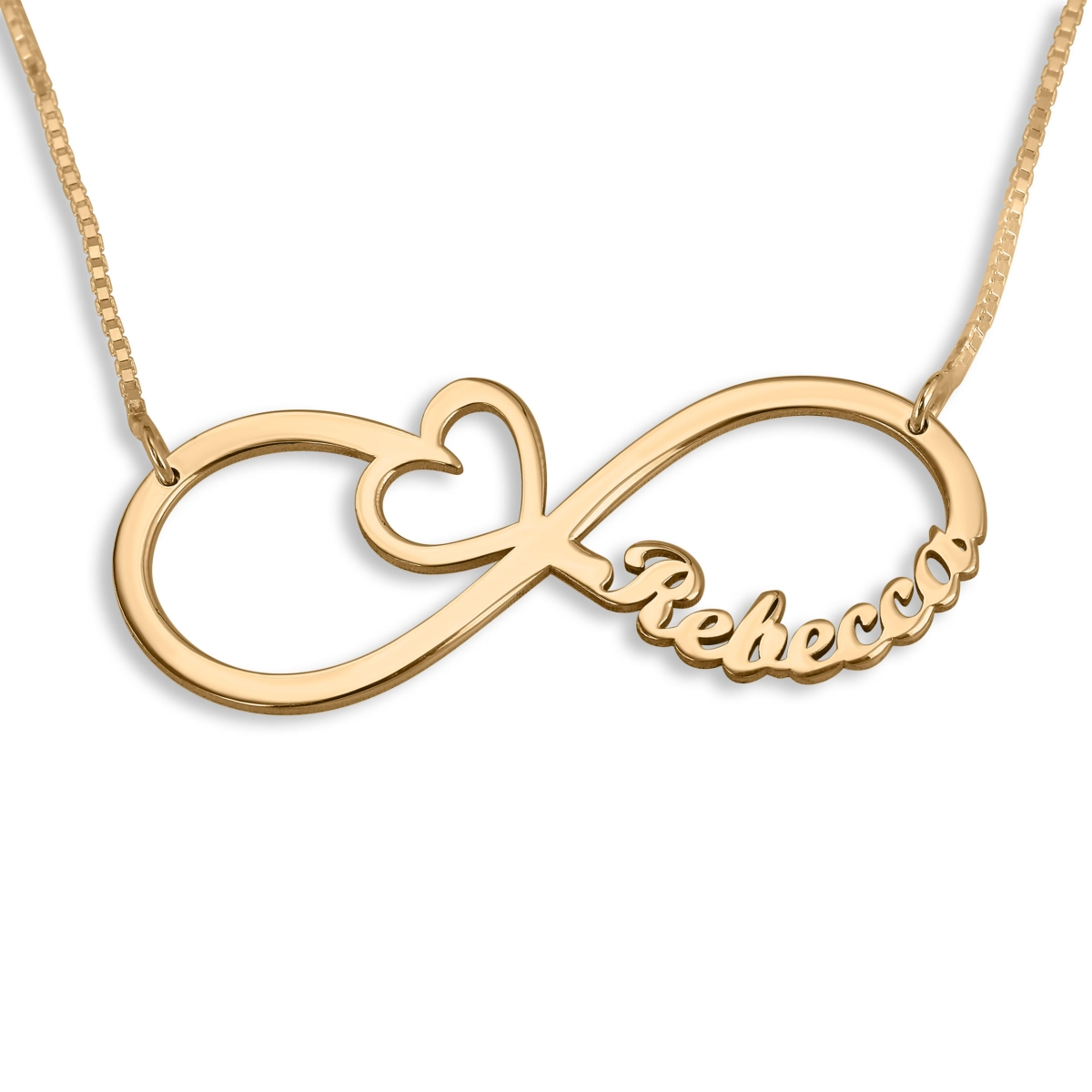 Infinity Name Necklace With Heart, 24K Gold Plated - 1