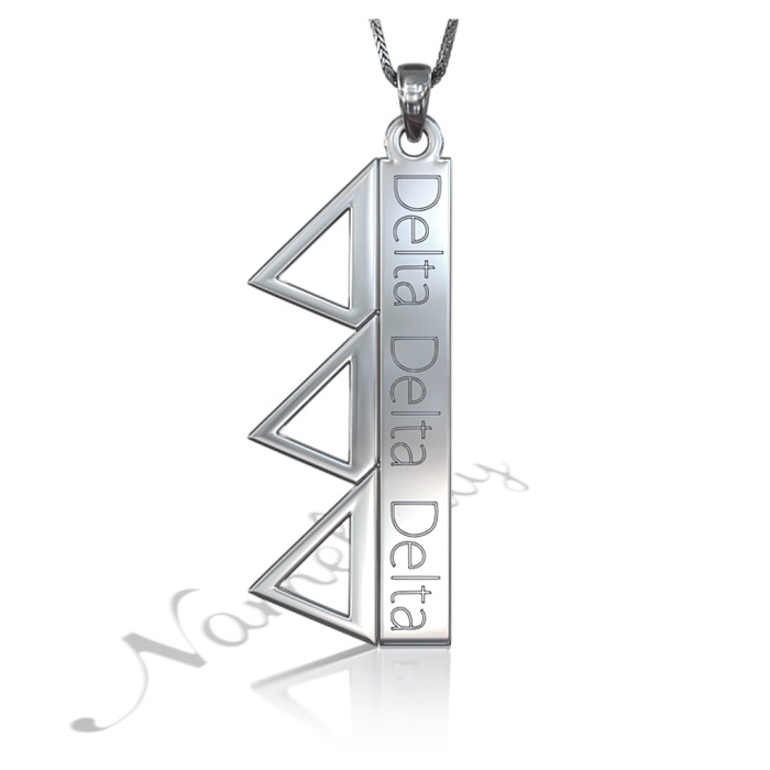 Personalized Sorority Necklace - "Delta Delta Delta" in Sterling Silver - 1