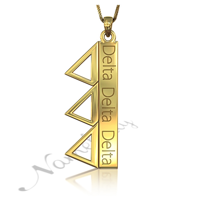 Personalized Sorority Necklace - "Delta Delta Delta" in 10k Yellow Gold - 1