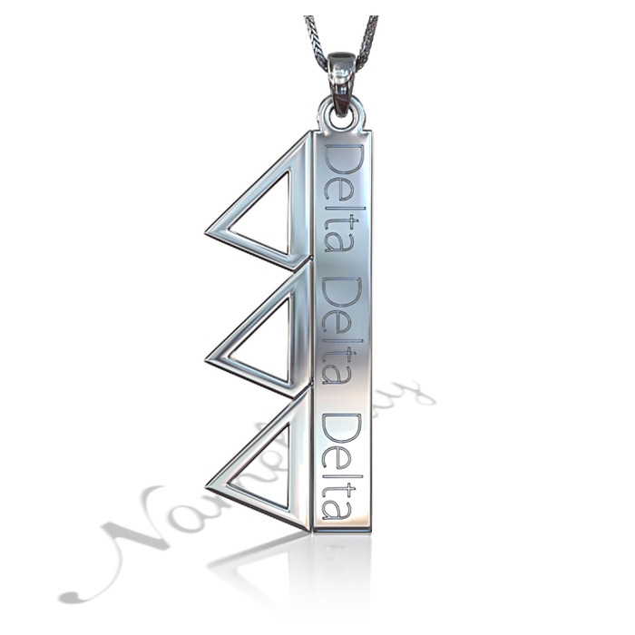 Personalized Sorority Necklace - "Delta Delta Delta" in 10k White Gold - 1