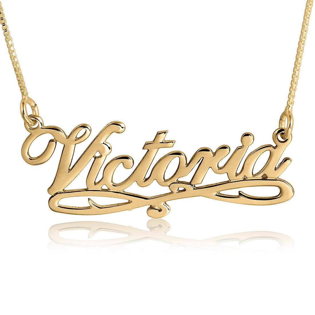 14K Gold Delicate Calligraphy Name Necklace - 1