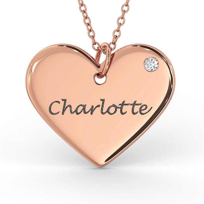 Heart Necklace with Diamond in 14K Rose Gold  - 1