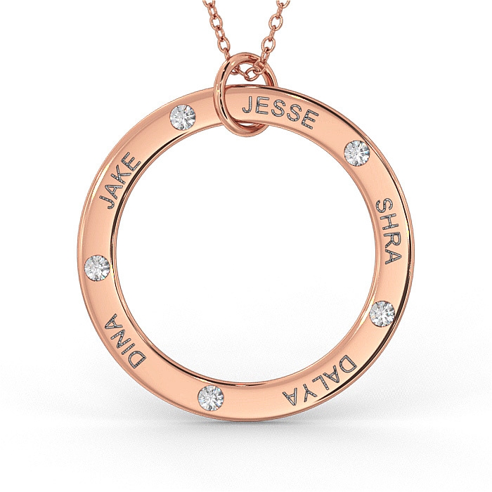 Circle Mom Necklace with Diamond in 14K Rose Gold - 1