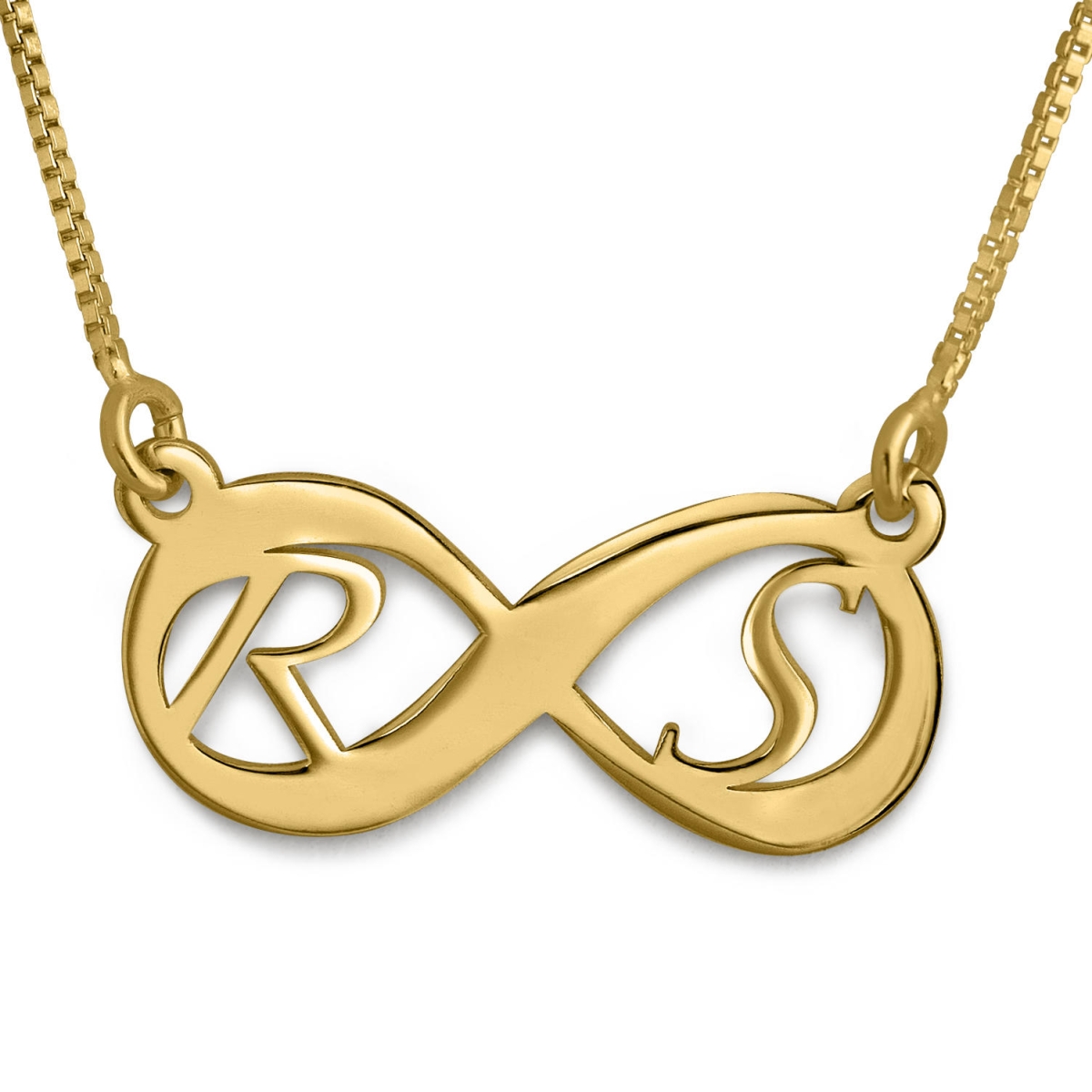 Infinity Couples Initial Necklace, 24k Gold Plated - 1