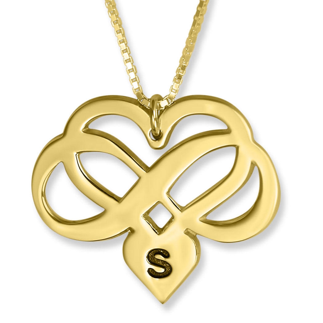 Infinity Heart Initial Pendant, 24k Gold Plated Silver - 1