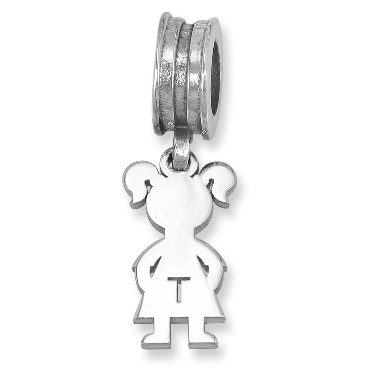 Sterling Silver Mother's Little Girl Single Initial Bracelet Charm