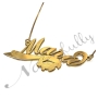 Sparkling Name Necklace with Bunny and Diamonds in 18k Yellow Gold Plated Silver - "Mara" - 2