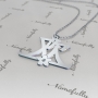 Chinese Name Necklace with Flower and Diamonds in Sterling Silver - "Huan" - 2