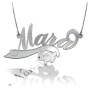 Sparkling Name Necklace with Bunny & Swarovski Birthstones in Sterling Silver - "Mara" - 1