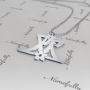 Chinese Name Necklace with Flower & Swarovski Birthstones in Sterling Silver - "Huan" - 2