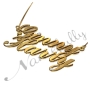 Couple Name Necklace with Diamonds in 18k Yellow Gold Plated Silver - "Ginny 'n Harry" - 2