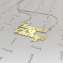 Couple Names Necklace with Heart and Swarovksi Birthstones in 18k Yellow Gold Plated Silver - "David Hearts Cheryl" - 2