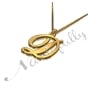Initial Necklace in Script Font with Diamonds in 14k Yellow Gold - "It Starts with D" - 2