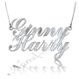 Couple Name Necklace with Diamonds in 14k White Gold - "Ginny 'n Harry" - 1