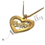 Name Necklace in Heart-Shaped Pendant with Script Font in 18k Yellow Gold Plated Silver - "Ruthie" - 2