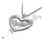 Name Necklace in Heart-Shaped Pendant with Script Font in 10k White Gold - "Ruthie" - 2