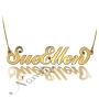 Carrie Style Name Necklace with Two Names & Swarovski Birthstones in 18k Yellow Gold Plated Silver - "SueEllen" - 1