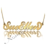 Carrie Style Name Necklace with Two Names & Diamonds in 18k Yellow Gold Plated Silver - "SueEllen" - 1