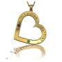 Couple Names on Heart Pendant Necklace in 14k Yellow Gold - "Lauren Loves Jeffrey" - 1