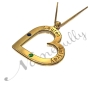 Couple Names on Heart Pendant Necklace in 14k Yellow Gold - "Lauren Loves Jeffrey" - 2