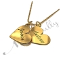 Couple Name Necklace with Two Hearts in 14k Yellow Gold - "Jessica loves Andrew" - 2