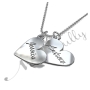 Couple Name Necklace with Two Hearts in 14k White Gold - "Jessica loves Andrew" - 2