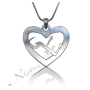 Arabic Name Necklace with Heart Shaped Pendant in 10k White Gold - "Layla" - 1