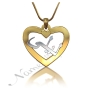Arabic Name Necklace with Heart Shaped Pendant - "Layla" (Two-Tone 10k White & Yellow Gold) - 1
