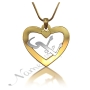 Arabic Name Necklace with Heart Shaped Pendant - "Layla" (Two-Tone Sterling Silver & 18k Yellow Gold Plated Silver) - 1