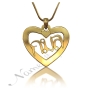 Thai Name Necklace in Heart-Shaped Pendant in 18k Yellow Gold Plated Silver - "Kamon" - 1