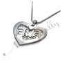 Thai Name Necklace in Heart-Shaped Pendant in 14k White Gold - "Kamon" - 2