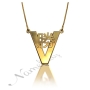 Japanese Name Necklace on V-Shaped Pendant in 18k Yellow Gold Plated Silver - "Katsu" - 1