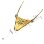 Japanese Name Necklace on V-Shaped Pendant in 18k Yellow Gold Plated Silver - "Katsu" - 2