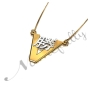 Japanese Name Necklace on V-Shaped Pendant - "Katsu" Two-Tone 14k Yellow Gold & 14k White Gold - 2