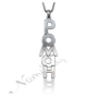 14k White Gold Vertical Russian Name Necklace - "Roman" - 1