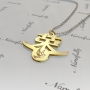 Name Necklace in Chinese with Dove in 18k Yellow Gold Plated Silver - "Rong" - 2