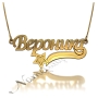 Russian Name Necklace with Sparkling Star in 18k Yellow Gold Plated Silver - "Veronika" - 1