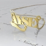Turkish Name Necklace in Block Print in 14k Yellow Gold - "Ayse" - 1