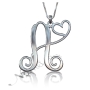 Initial Necklace with Heart in 14k White Gold - "A Piece of my Heart" - 3