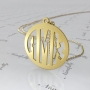 Monogram Necklace with Cutout Letters in 14k Yellow Gold - "AMK" - 1