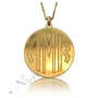 Monogram Necklace with Sparkling Letters in 14k Yellow Gold - "AMK" - 1
