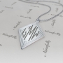 Monogram Necklace with Diamond Shape in 14k White Gold - "BMW" - 2