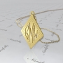 Monogram Necklace with Diamond Shape in 14k Yellow Gold - "BMW" - 1