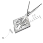 Monogram Necklace with Sparkling Diamond-Shape in Sterling Silver - "BMW" - 2