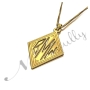 Monogram Necklace with Sparkling Diamond-Shape in 18k Yellow Gold Plated Silver - "BMW" - 2