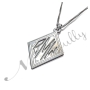 Monogram Necklace with Sparkling Diamond-Shape in 10k White Gold - "BMW" - 2