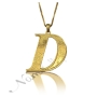 Sparkling Initial Necklace in 18k Yellow Gold Plated Silver - "D is Divine" - 1