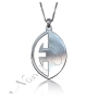 Initial Necklace with Playboy Bunny in 14k White Gold - "E is for Exceptional" - 1